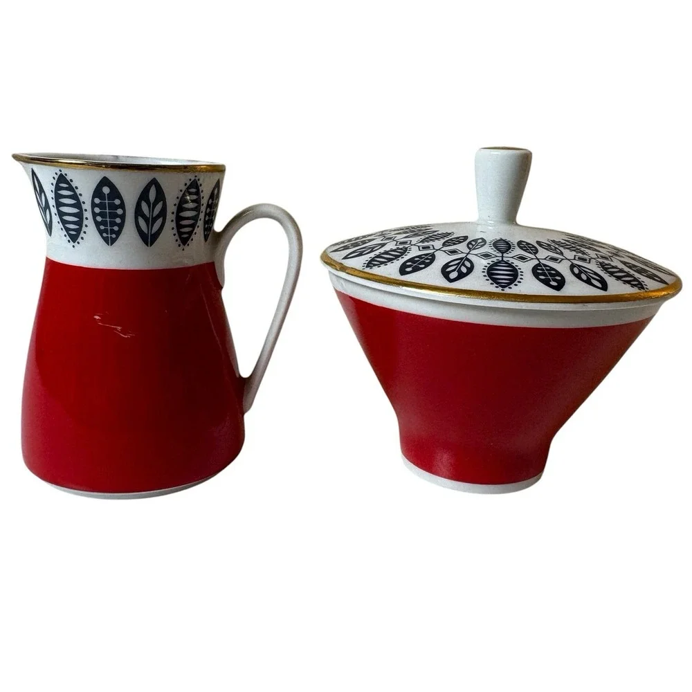 VTG Freiberger Porcelain Sugar & Cream Set East Germany 1960's